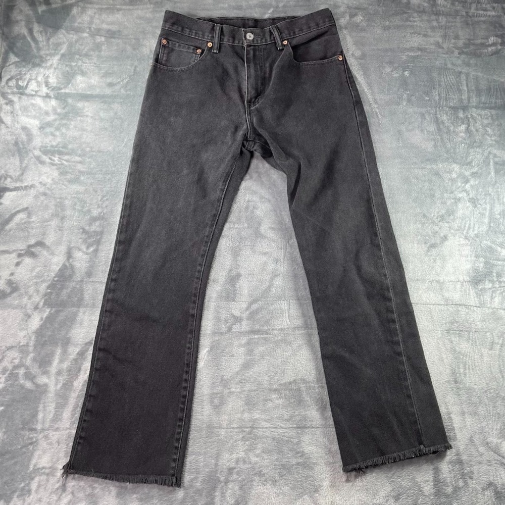 Levis 517 Bootcut Jeans Black 31x34 Fits 31x30 Raw Hem Cut Off Frayed Distressed